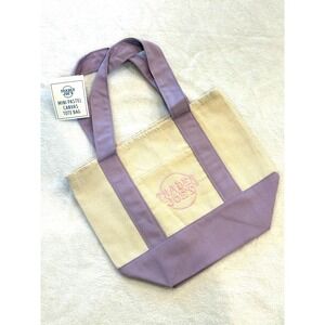 Trader Joes Mini Pastel Canvas Tote Bag Lavender Cream Limited Edition NWT